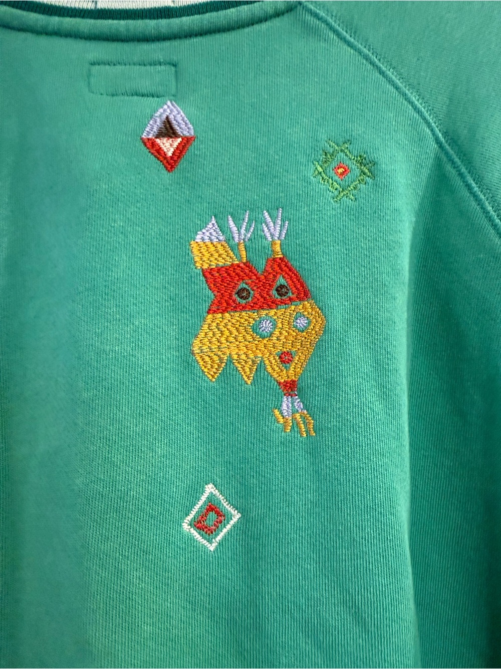 MOTHER The BIG Sport Sweatshirt-Mother Fifteen 15 Green Embroidered Size M NWT - Picture 6 of 10